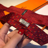 A-accessories Hermès Mens Horses Ties Self Tie Equestrian Ridding Jacquard Necktie & Pocket Square Set