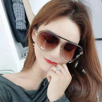 S-sunglasses Louis Vuitton High Qulity women's Round Metal Sunglasses Shades For Z1618E Female Ladies Brown Eyewear Women's Polarized Square Sunglasses Oversized Black Shades Flat Lens Male Female Fashion Driving Glasses