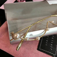 S-sunglasses Fashion Pearl half decorative glasses Non lens frame electronic girl for y.v.m.i.n