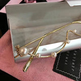 S-sunglasses Fashion Pearl half decorative glasses Non lens frame electronic girl for y.v.m.i.n
