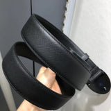 A-accessories Prada 3.4cm Men's Dress Belt Automatic Buckle Leather Ratchet Belt for for Dads, Husbands, Boyfriends, Brothers Gift with Box