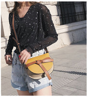L-package Women Gate Saddle Shaped Crossbody Bag Shoulder Purse ce leather Adjustable shoulder owhidstrap
