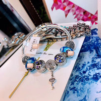 J-jewelry Pandora Silver Plated Snake Chain Charm Bracelets Crystal Beads Bracelet for Women