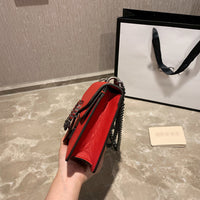 M-Handbag GUCCI 20cm Ladies Vintage Printing Wide Shoulder Strap Messenger Bag Small Square Bag