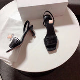 S-shoe N.E.O.U.S Summer Single Cusp Shoe Strappy Heels Solid Buckle Classics Color Block Shoes Slip-on strappy leather sandals with a geometric heel