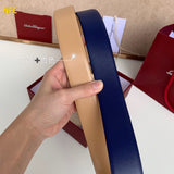 A-accessories S.a.l.v.a.t.o.r.e F.e.r.r.a.g.a.m.o 3.5cm Men's Genuine Leather Dress Belt Handmade 100% Cow Leather Fashion & Classic Designs for Work Business and Casual