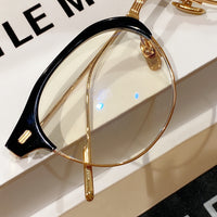 S-sunglasses Round Frame Computer Anti Radiation Replaceable Hinges High Quality Eyeglass For Kito Black Acetate And Gold Metal Frame Anti Blue Reading Beta Titanium Glasses For Women Men
