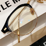 S-sunglasses Round Frame Computer Anti Radiation Replaceable Hinges High Quality Eyeglass For Kito Black Acetate And Gold Metal Frame Anti Blue Reading Beta Titanium Glasses For Women Men
