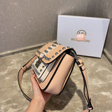 M-Handbag M.K 23-16cm Women Designer Rivet Shoulder Bag Ladies Top Handle Clutches Handbags Purse