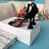 S-shoe A.M.I.N.A M.U.A.D.D.I Women's Strappy Chunky Block Sandals Ankle Strap Open Toe High Heel for Dress Wedding Party Evening Office Shoes Sandals