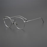 PT813 Handmade titanium eyeglass Round frame Glasses  myopia  prescription retro thin legs, flat light, and height options