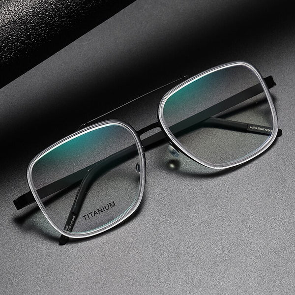 High Quality Denmark Linde 9744 Titanium No Screw Glasses Frames Optical Ultra-light Business Suqre Glasses Light Luxury Men