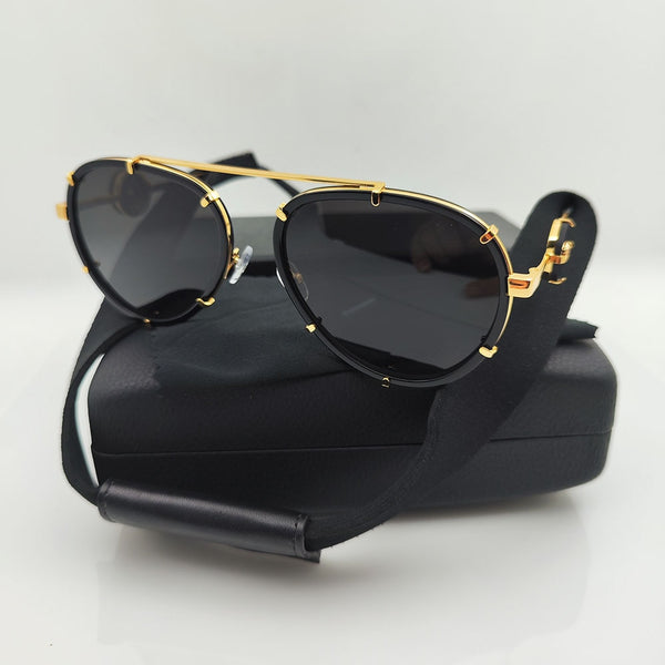 Acetate Alloy Chain Oval Sunglasses For Women Black Vintage Brand Designer Fashion Summer Girls Female For Sun Glasses UV400