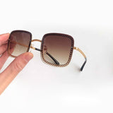 2022 Retro Shield Gold Chain Sunglasses For Women Summer Brand Designer Ladies Party Rimless Steampunk For Sun Glasses UV400