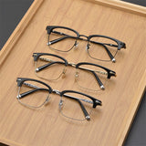 PM30013 Business titanium alloy Men Women Frame Glasses  myopia  prescription retro half frame, flat mirror