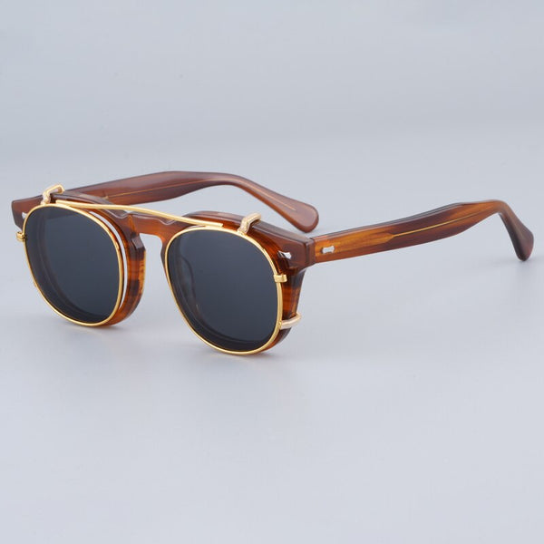 America Style Flip Sunglasses Top Quality Acetate Tortoise Black Men Vintage Eyeglasses Women Prescription Solar Glasses