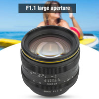 E-Electronic Kamlan lens 50mm F1.1 APS-C Large Aperture Manual Focus Lens Standard Fixed Focus APS-C Frame Mirrorless Lens Cameras lentille Camera Lens For Canon EOS-M NEX Fuji X M4/3 Cameras