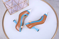 S-shoe Fendi Stiletto High Heel Shoes for Women Pointed Closed Toe Classic Slip On Dress Pumps