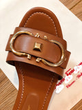S-shoe S.a.l.v.a.t..o.r.e F.e.r.r.a.g.a.m.o Women's Wide Width Slide Sandals Slip On Flat Cross Strap Casual Summer Shoes