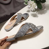 S-shoe MIU MIU New Women Casual Summer Flat Slippers Flip Flops Female Crystal Outside Shoes Girls Comfortable Woman Footwear