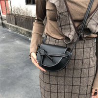 L-package Women Gate Saddle Shaped Crossbody Bag Shoulder Purse cowhide leather Adjustable shoulder strap-mini red