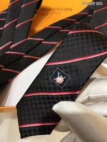 A-accessories Louis Vuitton Men's Silk Tie and Pocket Square Woven Formal Tie Cufflink Set Solid Neckties