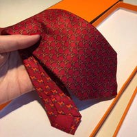 A-accessories Hermès Mens Horses Ties Self Tie Equestrian Ridding Jacquard Necktie & Pocket Square Set