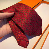 A-accessories Hermès Mens Horses Ties Self Tie Equestrian Ridding Jacquard Necktie & Pocket Square Set