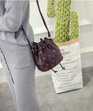 L-package 18-12-18cm Drawstring Bucket Bag for Women Cowhide Leather Crossbody Purse Shoulder Bag