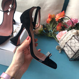 S-shoe A.M.I.N.A M.U.A.D.D.I Women's Strappy Chunky Block Sandals Ankle Strap Open Toe High Heel for Dress Wedding Party Evening Office Shoes Sandals