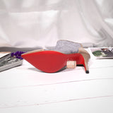 S-shoe C.h.r.i.s.t.i.a.n L.o.u.b.o.u.t.i.n Women's Solid Color Tulle Perspective Embroidery Lace Zipper Mid Block Heel Sandals Summer Daily Outing