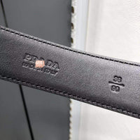 A-accessories Prada 3.4cm Men's Dress Belt Automatic Buckle Leather Ratchet Belt for for Dads, Husbands, Boyfriends, Brothers Gift with Box