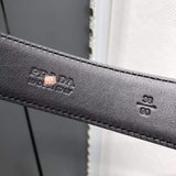 A-accessories Prada 3.4cm Men's Dress Belt Automatic Buckle Leather Ratchet Belt for for Dads, Husbands, Boyfriends, Brothers Gift with Box