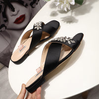 S-shoe MIU MIU New Women Casual Summer Flat Slippers Flip Flops Female Crystal Outside Shoes Girls Comfortable Woman Footwear