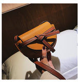 L-package Women Gate Saddle Shaped Crossbody Bag Shoulder Purse cowhide leather Adjustable shoulder strap-mini red