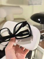 S-sunglasses Korean Style Rectangular Black Acetate Frame Anti Radiation Glasses For Loopy Women Oversized Shades for Women Glasses Frame Clear Lens Eyeglasses Elastic Temples Leg