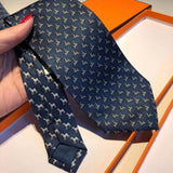 A-accessories Hermès Mens Horses Ties Self Tie Equestrian Ridding Jacquard Necktie & Pocket Square Set