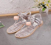 S-shoe Women's sandals Flat Thong Sandals Beach Bohemia Shoes Ankle Buckle for Women