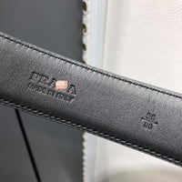 A-accessories Prada 3.4cm Men's Dress Belt Automatic Buckle Leather Ratchet Belt for for Dads, Husbands, Boyfriends, Brothers Gift with Box