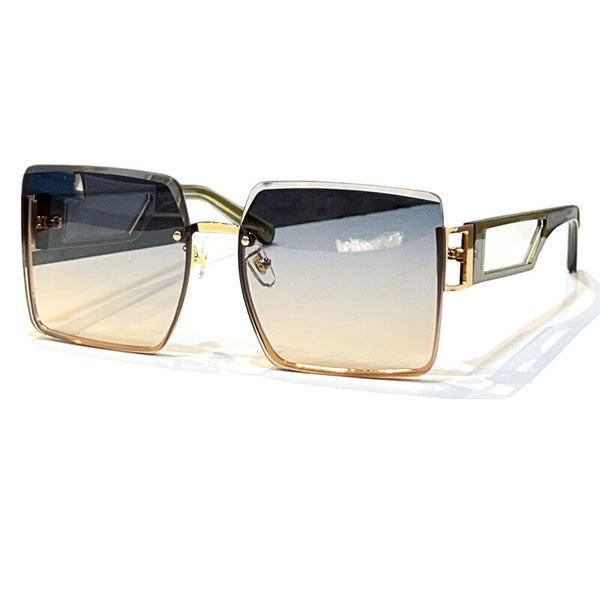Oversized Sunglasses Women's Fashion Metal Square Glasses Big Frame Sunglasses Women Retro Multi-Color Gradient Glasses