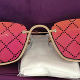 Hot 2023 New Small Fashion Semi-Rimless Sunglasses For Women Party Brand Designer Black Female Girl Ladies For Sun Glasses UV400