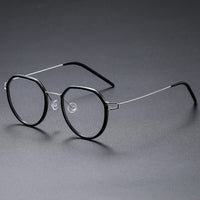 Gillian Denmark Titanium No Screw Korea Glasses Frames Optical Ultra-light Business Round Prescription Diopter Eyeglasses Men