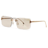 2023 Retro Sunglasses Female Rimless Square Metal Temples Sunglasses Gradient Sunscreen Fashion Summer Travel Sunglasses