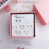 7 Pairs/set Of Simple One Week Earrings Set Fashion Earrings Combination Set Female Love Star Moon Flower Simple Cute Stud Earrings Jewelry