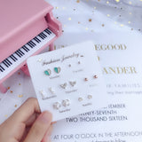 7 Pairs/set Of Simple One Week Earrings Set Fashion Earrings Combination Set Female Love Star Moon Flower Simple Cute Stud Earrings Jewelry