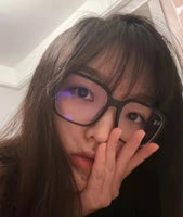 S-sunglasses Korean Style Rectangular Black Acetate Frame Anti Radiation Glasses For Loopy Women Oversized Shades for Women Glasses Frame Clear Lens Eyeglasses Elastic Temples Leg