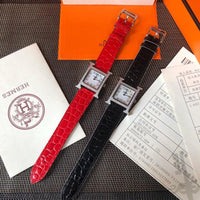 W-watch h.e.r.m.e.s Heure H watch, 21 x 21 mm Steel watch with sunburst stamped motif