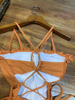 D-clothing Zimmermann Women's Halter One Piece Swimsuits Braid Macrame Ruched Tummy Control Swimwear