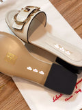 S-shoe S.a.l.v.a.t..o.r.e F.e.r.r.a.g.a.m.o Women's Wide Width Slide Sandals Slip On Flat Cross Strap Casual Summer Shoes