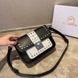 M-Handbag M.K 23-16cm Women Designer Rivet Shoulder Bag Ladies Top Handle Clutches Handbags Purse